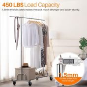 Hokeeper 450lbs Collapsible Rolling Heavy Duty Clothing Garment Rack with Shelves