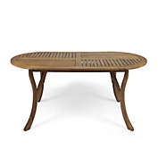 Contemporary Home Living 70" Brown Contemporary Oval Outdoor Dining Table