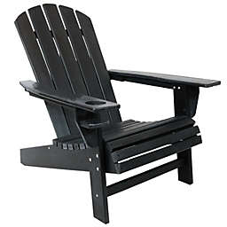 Sunnydaze All-Weather Black Outdoor Adirondack Chair with Drink Holder
