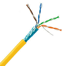 Cable Wholesale Bulk Shielded Cat 5e Yellow Ethernet Cable, STP (Shielded Twisted Pair), Solid, Pullbox, 1000 foot