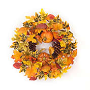 Melrose Home Decorative Pumpkin/Gourd/Fall Leaf Candle Ring 20.5"D Polyester (fits a 6" candle)