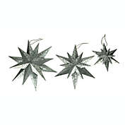 Transpac Rustic Galvanized Metal 12 Pointed Star Wall Sculptures Set of 3