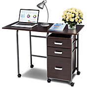 Slickblue Folding Computer Laptop Desk Wheeled Home Office Furniture