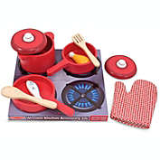 Melissa & Doug Deluxe Wooden Kitchen Accessory Set Red - Pots & Pans