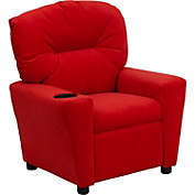 Flash Furniture Contemporary Red Microfiber Kids Recliner With Cup Holder - Red Microfiber