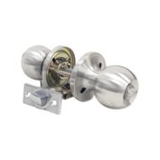Jessar - Bedroom or Bathroom Door Handle with Lock, Silver