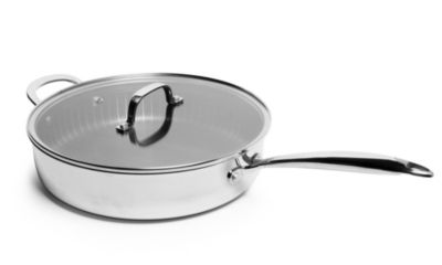 Lexi Home Stainless Steel Diamond Tri-ply 4.2 QT. Saute Pan with  Glass Lid - Nonstick Heat Resistant Kitchen Cookware