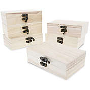 Juvale 6-Pack Unfinished Wooden Jewelry Box with Locking Clasp (5.9 x 3.9 x 1.97 In.)