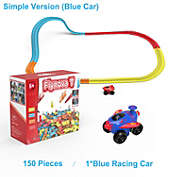 Robotime DIY Magic Racing Car Play  Set - Assembled Racing Track - Boys Car Set - Gift For Kids - Simple-Blue Car