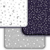 GROW WILD Mini Crib Sheets 3-Pack, Soft Pack N Play Sheet Fitted Cotton, Moon & Stars