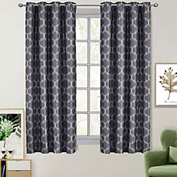Egyptian Linens - 100% Blackout Curtain Panels Alana - Woven Jacquard Triple Pass Thermal Insulated (Set of 2 Panels)