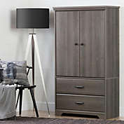 South Shore Versa 2-Door Armoire with Drawers, Grey Maple