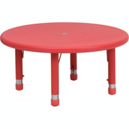 Flash Furniture 33'' Round Red Plastic Height Adjustable Activity Table