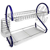 Better Chef 2-Tier 16 in. Chrome Plated Dish Rack in Blue