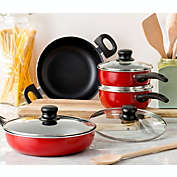 Lexi Home Healthy Aluminum 8 Piece Red Cookware Set with Lids