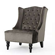 Contemporary Home Living 38.50" Gray and Brown Contemporary Tufted Club Chair