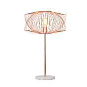 Kingston Living 28" Rose Gold Steel Table Lamp with White Cage Shade