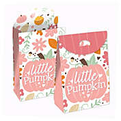 Big Dot of Happiness Girl Little Pumpkin - Fall Birthday or Baby Shower Gift Favor Bags - Party Goodie Boxes - Set of 12