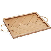 Farmlyn Creek Wooden Serving Tray with Hemp Rope Handles (15.6 x 11.75 Inches)
