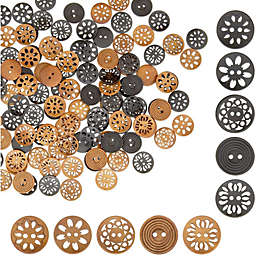 Okuna Outpost Wooden Buttons for Crafts and Sewing, 5 Designs (0.98 in, 120 Pieces)