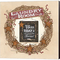 Metaverse Art Laundry Room Wreath by Linda Spivey 12-Inch x 12-Inch Canvas Wall Art