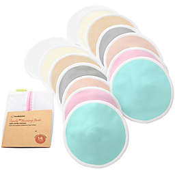 KeaBabies 14pk Organic Nursing Pads, Washable Breast Pads + Wash Bag, Reusable Nipple Pads (Pastel Touch Lite, Large 4.8")