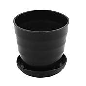Unique Bargains Plastic Garden Decor Flower Plant Pot Holder 9.5cm Diameter Black w Tray, Modern Stylish Pots with Drainage Holes and Saucers in Garden & Outdoor