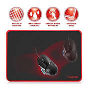 Insten Large Size XL Gaming Mouse Pad Computer Mouse Mat with Special-Textured Surface, Silky Smooth, Non-Slip Backing, Waterproof Surface & Stitched Edges - 13.8 X 10.2 inches , Black/Red