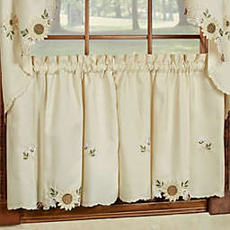 Sweet Home Collection   Sunflower Cream Embroidered Kitchen Curtains, 24