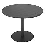 Saltoro Sherpi Keli 35 Inch Round Dining Table, Gray Aluminum Frame, Foldable Design-