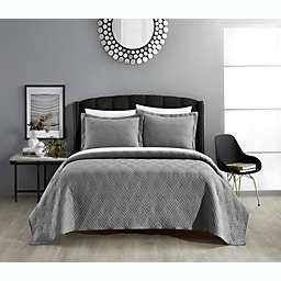 Chic Home Marling Quilt Set Contemporary Geometric Diamond Pattern Bedding - Pillow Shams Included - 3 Piece - Queen 90x92