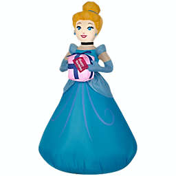 Gemmy Airblown Inflatable Birthday Party Cinderella with Present, 3.5 ft Tall, blue