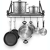 Inq Boutique Pots and Pan Rack, Decorative Wall Mounted Storage Hanging Rack, Multipurpose Wrought-Iron