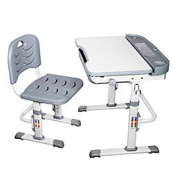 Interior Elements Children's Adjustable Desk Set, Chair and Desk For Kids, Plastic, Grey and White