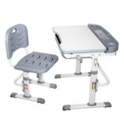 Interior Elements Children&#39;s Adjustable Desk Set, Chair and Desk For Kids, Plastic, Grey and White