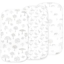 Bublo Baby Bassinet Sheet Set for Boy and Girl, 3 Pack, Universal Fitted for Oval, Hourglass & Rectangle Bassinet Mattress, Fitted Sheets Size 32 x 16 x 4 Inches