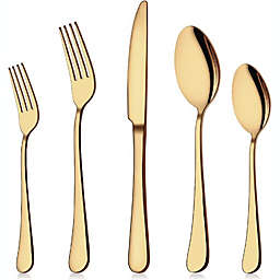 Gold Silverware Set, 20-Piece Flatware Set Aisoso Stainless Steel Cutlery Kitchen Utensil Set Tableware Service for 4