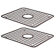 mDesign Kitchen Sink Dish Drying Rack / Mat with Drain Hole, 2 Pack - Bronze