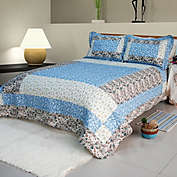 Blancho Bedding Midsummer Dream Cotton 2PC Floral Vermicelli-Quilted Patchwork Quilt Set (Twin Size)