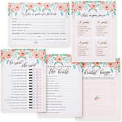 Juvale Set of 5 Pink Floral Bridal Shower Wedding Games for 50 Guests, 50 Cards Each Game, 5 x 7 Inches