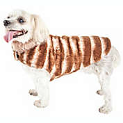 Pet Life Pet Life Luxe &#39;Tira-Poochoo&#39; Tiramisu Patterned Mink Dog Coat Jacket