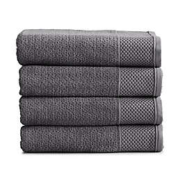 Market & Place Park Avenue Cotton Textured 4-Piece Bath Towel Set in Dark Grey