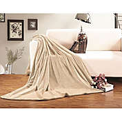 Elegant Comfort Fleece Plush Luxury Blanket Full Size in Cream