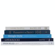 Booth & Williams Ocean Decorative Book Stack, Set of 4, Real shelf-ready books for home or office decor, weddings or staging