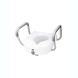 Carex E-Z Lock Raised Toilet Seat with Handles - 5 Inch Toilet Seat Riser with Arms - Fits Most Toilets