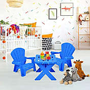 Costway Kids Table & Chair Set 3-Piece Play Furniture In/Outdoor Blue