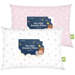 KeaBabies 2pk Toddler Pillow, Soft Organic Cotton Kids Pillows for Sleeping, 13X18 Travel Pillow for Kids (Daisy)