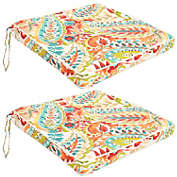 Sunnydaze 2 Square Indoor/Outdoor Seat Cushions with Ties - Tropical Paisley