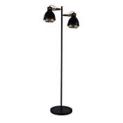Xtricity - 2 Headed Floor Light, 5 &#39;Height, From The Virginia Collection, Black