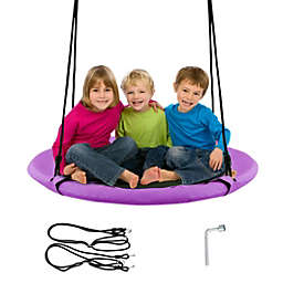 Costway-CA 40 Inch Flying Saucer Tree Swing Indoor Outdoor Play Set-Purple